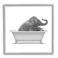 Ступел индустрии слон релаксираща Реколта Баня Вана графично изкуство сива рамка изкуство печат стена изкуство, дизайн от Аналиса Латела