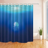 Диво същество океан океан дива природа прозрачна медуза Синьо море фон полиестер тъкан за баня, завеса за баня за баня