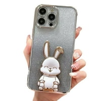 Lomubue телефонен калъф с градиент на скобата Glitter Cartoon Rabbit Mobile Phone Cover за iPhone Pro Pro Max