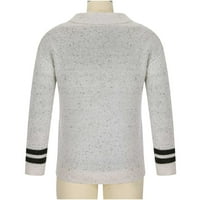Zzwxwb пуловери за мъже Мъжки модна есен и зима V-образно пуловер пуловер с дълъг ръкав пуловер Планиново яке с пуловер Беж