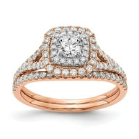 1. Ct. Естествен диамантен ореол безкрайно булчински годежен пръстен, поставен в 14K розово злато