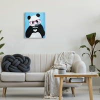 Ступел индустрии панда сърце символ розови очила сладък син фон картини Галерия-увити платно печат стена изкуство, 16х20