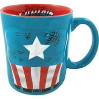 Marvel Comics Captain America Chrad With Scripted Red Interior Friped 20-унция керамична халба, синьо