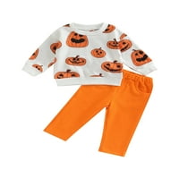 Meihuida Kid Halloween Pants костюм с дълъг ръкав кръгла шия тиквена риза дълъг разкъсан панталони