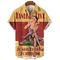 Нова Мъжка риза Хавайски къс ръкав Топ секси богиня печат риза за мъже мода Хараджуку улични дрехи реколта тениска