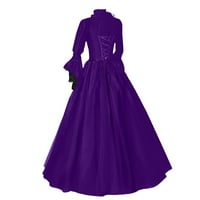 Рокля за жени винтидж ретро готически рокли с качулка с дълги ръкави с дълги рокли