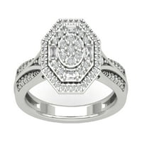 Araiya 10K White Gold Diamond Cluster Halo Ring за жени, размер 9.5