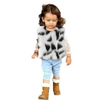 Детци деца момичета зимно палто жилетка топло изтръпване на черни бяла крава цвят за бебешки дрехи