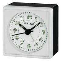 Seiko Mika Square Allog Clock с аларма за звуков сигнал, бяло и черно, аналогов, Quartz Qhe083wlh