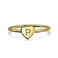 Буква P блок азбука Първоначална сърдечна монограма Златен облицован гравиран гравиран