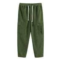 Мъжки торбички с товарни панталони с джобове есен и зимен твърд цвят Corduroy Multi Pocket Preat Pants High Street Pants Небрежни разхлабени гащеризони панталони