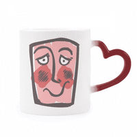 Срамежлива скица на лицето щастлива чувствителна към топлината чаша червен цвят смяна на чаша каменни изделия