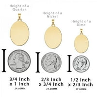 Сейнт Анджела ди мерици Овален религиозен медал Размер на стотинка, солидно 14K бяло злато
