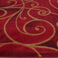 Ръчно изработени килими-модерни съвременни чисто нови килими-Абстрактен килим с вълнообразни вихри-навес свободно червено Мока слонова кост черни крака бегач
