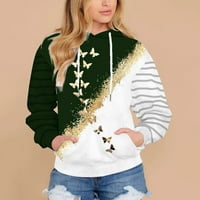Качулки за Тийн Момичета-сделки днес качулка Шнур Есен печат джоб Дълъг ръкав пуловер зелени качулки Суитчъри
