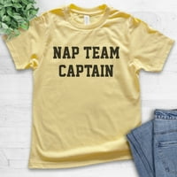 Тениска на Kids Nap Team Капитан, тениска за младежки деца момче, мързелива тениска, риза за дрямка, риза за дрямка, жълто, средна
