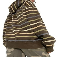 Кили жени цип качулка суитчър Дълъг ръкав Извънгабаритни ежедневни 90-те И2К е-момиче улично облекло гръндж яке с джоб