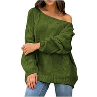 Пуловер за жени рокля, Жените на разстояние рамото Батуингс ръкав пуловер хлабав пуловер Буци Кинт Пуловер Извънгабаритни туники Топ удобен мек джъмпер клирънс