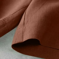 Дамски Бермуди шорти висока талия Случайни Лято памук бельо работно облекло шорти Плътен цвят Салон шорти с джобове