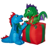 Празнично време двор надуваеми бебешки дракони с подарък, фута