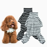Талус куче пижами висока яка раирана спяща износване на домашни любимци кученце четири крака дрехи за закрита роза червен xl