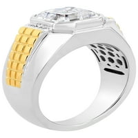 Мъжко двуцветно Сребро с 14-каратово златно покритие кубичен циркониев пръстен