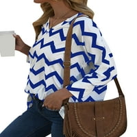 Жени пулсации отпечатан цветен блок v блуза с дълъг ръкав