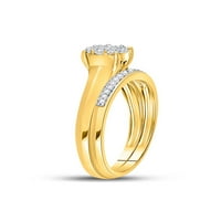 Златна звезда 10kt жълто злато кръг диамантен булчински сватбен пръстен лента cttw