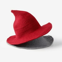 Шаманова шапка плътно цвят на крачка от униза широк ръб сгъваема плетена вещица капачка за Хелоуин
