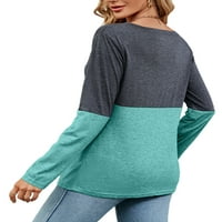 Капреза дами тениска с дълги ръкави върхове colorblock tee елегантен пуловер v тениска на шията светло зелено m