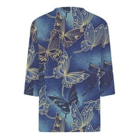 Meichang летни върхове за жени модерни ръкави върхове ежедневни тениски за деколте класически блуза за пеперуда пеперуда