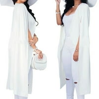 Hanzidakd женско яке палта есен и зима дълъг ръкав полиестер плюс размер модно яке палта бяло 3xl