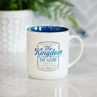 Християнското изкуство подаръци голяма керамична чаша за кафе и чай злато за жени: Божието царство-Матей 6: вдъхновяващ библейски стих, нетоксичен, безоловен чаша, Кралско синьо и бяло, ет. Оз