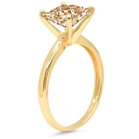 0. КТ брилянтен принцеса нарязани ясно симулирани диамант 18К жълто злато пасианс пръстен СЦ 9.75