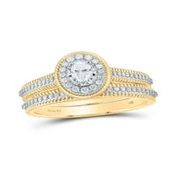 14kt бяло злато овално диамантен ореол булчински сватбен пръстен лента комплект cttw