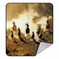 Каубои, преследващи диви коне, въже и езда хвърляне на одеяло одеяла за плюшени одеяла плюшено одеяло
