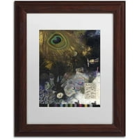 Изобразително изкуство' пауново перо ' платно изкуство от Ник Банток, бял мат, дървена рамка