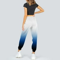 Жени джобни панталони суитчъни отпечатани удобни с висока талия тренировка салон за ежедневни джоги панталони Женски панталони сини L