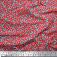 Soimoi Blue Potton Duck Fabric Artistic Floral Print Fabric край двора