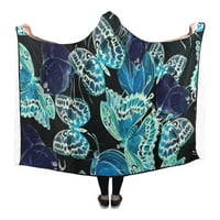 Одеяло с качулка фентъзи пеперуди Pilling Polar Rleece Носимо одеяло за хвърляне на одеяло