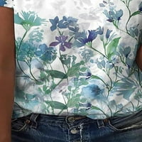 Дамска тениска v шия дантела флорални върхове с къс ръкав туника блуза