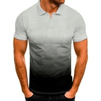 Тоском мъжки ежедневни спортни тениска Ревера 3д градиент Поло ризи с къс ръкав за мъже ежедневни ризи върхове Мъжки тънък годни тениска