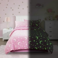Светят в тъмното Утешител комплект близнак близнак хл с чаршафи розово кадифе завивки комплекти за двойно легло ултра мек надолу алтернативен Утешител за тийнейджърки детско легло
