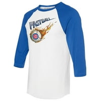 Женска мъничка ряпа бяла кралска Чикаго Cubs Fastball 3 4-ръкав тениска Raglan