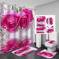 [Продажба на клирънс] Ден на Свети Валентин 3D цифров печат за душ завеса 4 части комплект за декорация на домашно хотелско парти