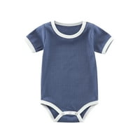 Fesfesfes новородено бебешко боди с контрастни цветове лента оребрена къса ръкавска комбинезия за лято летен клирънс