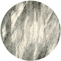 Ретро панит абстрактна зона килим, сива слонова кост, 4 '4' кръг