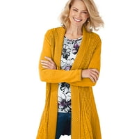 Жилетки за жени дълъг ръкав Суинг Пайети плетена жилетка пуловер в джоб-комплект