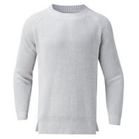 Кали _ Магазин графични пуловери за мъже Мъжки Екипажа врата пуловер тънък годни леки Суитчъри трикотажен пуловер сив, л