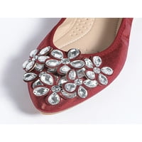 Daeful дамски плоски обувки Slip on Dress Boekey Toe Flats Office Soft Disherable Comfort Loafers Виното червено 4.5